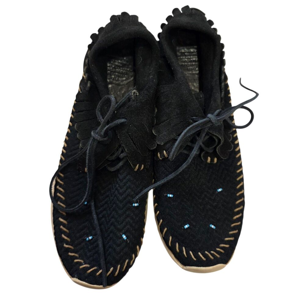 Visvim Moccasin Shoes Black Beaded Leather Folk Lace Up Casual Men’s